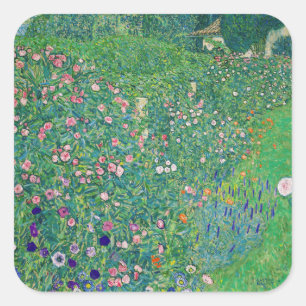 Pegatina Cuadrada Gustav Klimt - Paisaje de jardín italiano
