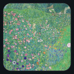 Pegatina Cuadrada Gustav Klimt - Paisaje de los jardines italianos<br><div class="desc">Paisaje Jardín Italiano / Paisaje Horticultural Italiano - Gustav Klimt,  Petróleo en Lienzo,  1913</div>