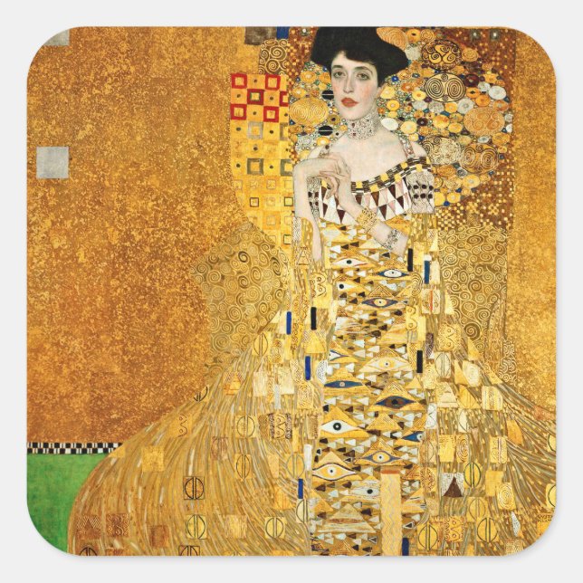 Pegatina Cuadrada Gustav Klimt - Retrato De Adele Bloch Bauer (Anverso)