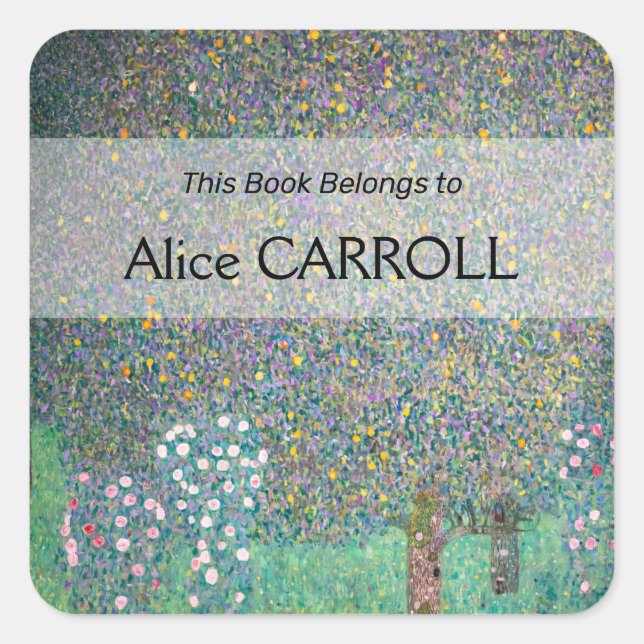 Pegatina Cuadrada Gustav Klimt - Rosebushes bajo los árboles (Anverso)