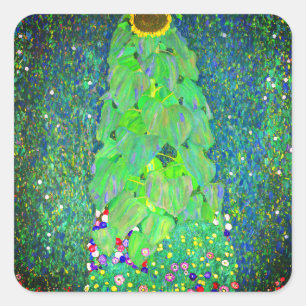 Pegatina Cuadrada Gustav Klimt Sunflower