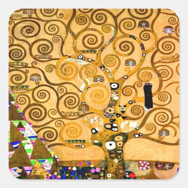 Pegatina Cuadrada Gustav Klimt Tree of Life (Anverso)