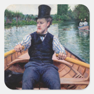 Pegatina Cuadrada Gustave Caillebotte - Fiesta en barca