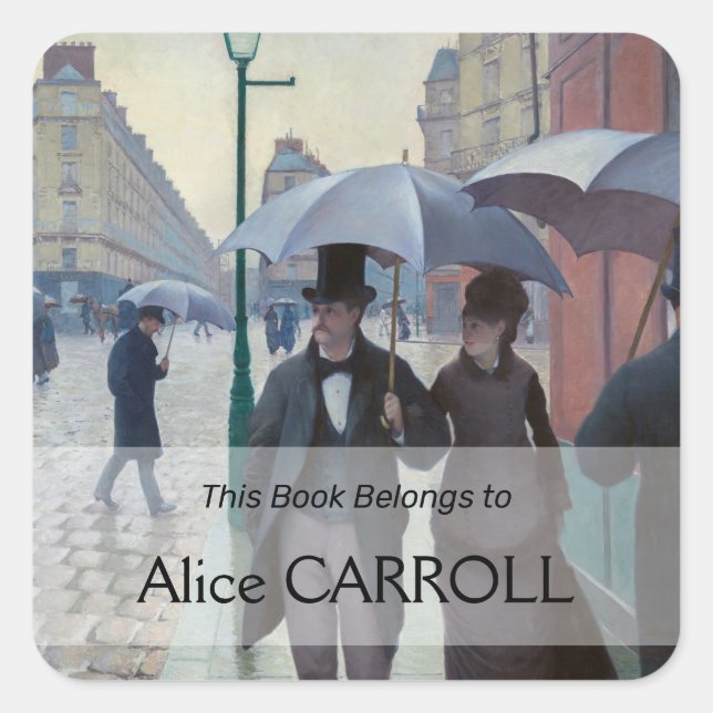Pegatina Cuadrada Gustave Caillebotte - Paris Street; Rainy Day (Anverso)