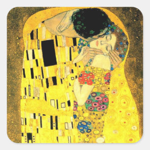 Pegatina Cuadrada Gustavo Klimt - el cuadrado Stiker del beso