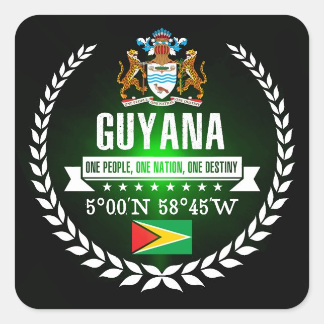 Pegatina Cuadrada Guyana (Anverso)