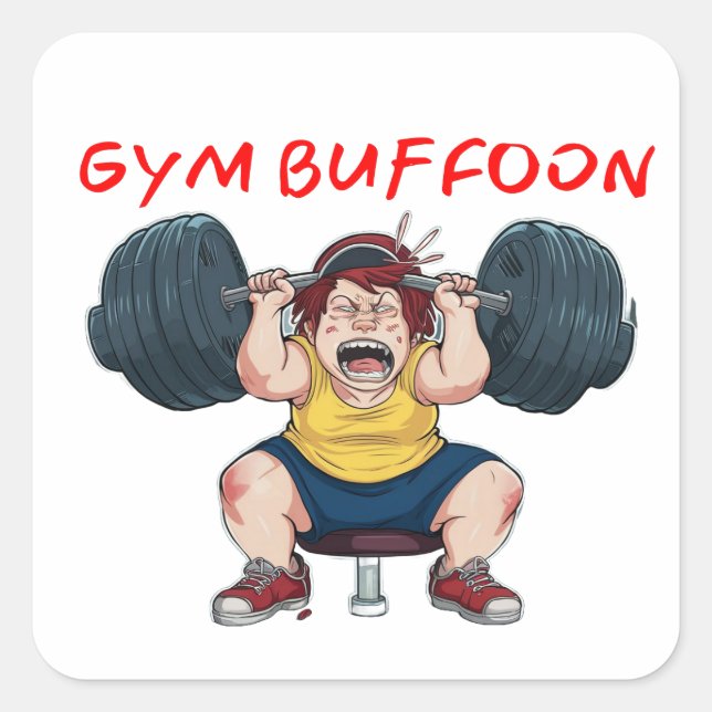 Pegatina Cuadrada Gym Buffoon (Anverso)