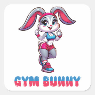 Pegatina Cuadrada Gym Bunny