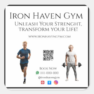 Pegatina Cuadrada Gym Fitness Enthusiasts & Social Media ANTISTRESS