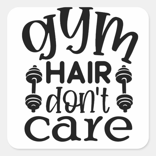 Pegatina Cuadrada Gym Hair no le importa (Anverso)