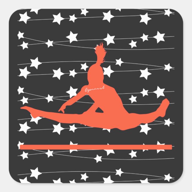 Pegatina Cuadrada Gymnast Swirling Stars (Anverso)