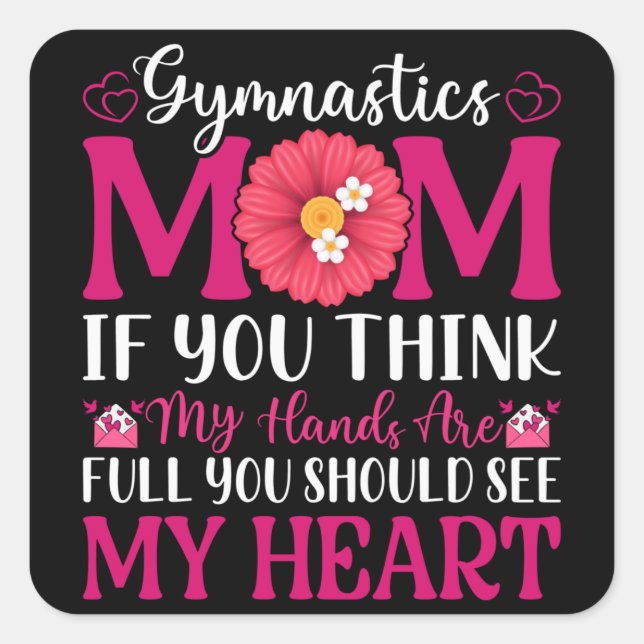Pegatina Cuadrada Gymnastics Mom (Anverso)