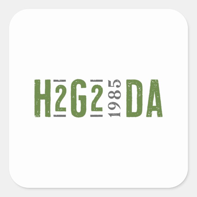 Pegatina Cuadrada H2G2 Douglas Adams 1985 (Anverso)