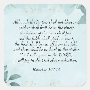 Pegatina Cuadrada Habakkuk 3:17,18