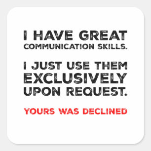 Pegatina Cuadrada Habilidades de Comunicación - Diseño de Introverti