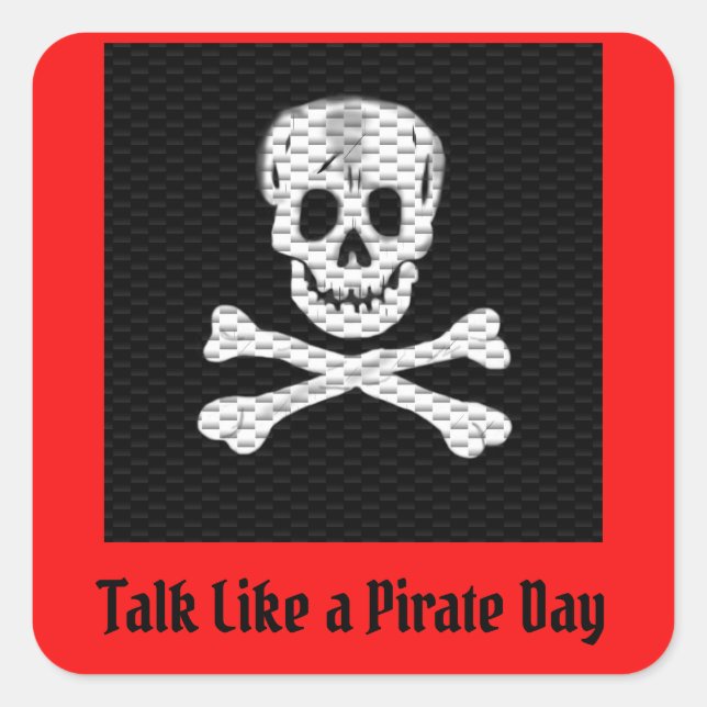 Pegatina Cuadrada Hablar como un día de piratas (Anverso)