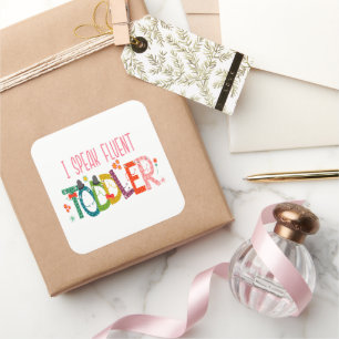 Pegatina Cuadrada Hablo con fluidez niño pequeño - mamá, regalo de m