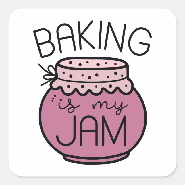 Pegatina Cuadrada Hacer Baking es mi mermelada (Anverso)