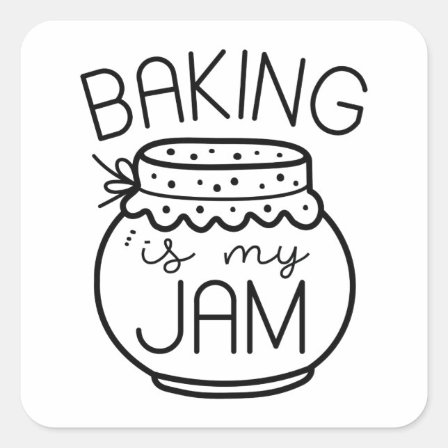 Pegatina Cuadrada Hacer Baking es mi mermelada (Anverso)