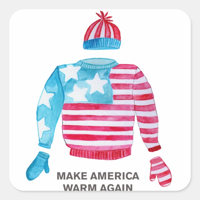 Pegatina Cuadrada Hacer que Estados Unidos vuelva a calentarse los N (Anverso)