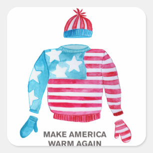 Pegatina Cuadrada Hacer que Estados Unidos vuelva a calentarse los N