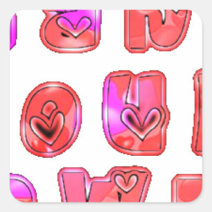 Pegatina Cuadrada Hacer que sus propios corazones Art Print Design
