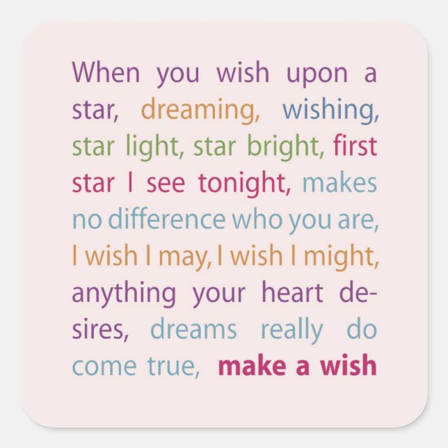 Pegatina Cuadrada Hacer un deseo (Anverso)
