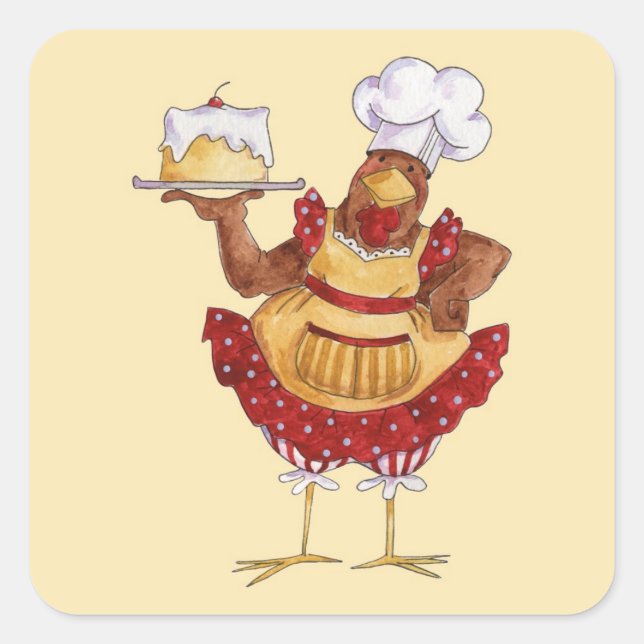 Pegatina Cuadrada Hacer un pastel (Anverso)