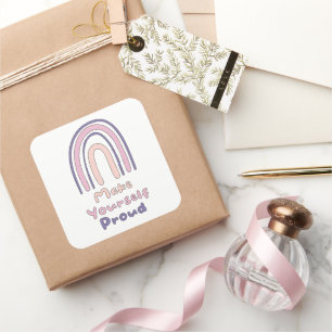 Pegatina Cuadrada Hacerse sentir orgulloso y motivante arco iris col