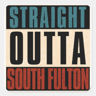 Pegatina Cuadrada Hacia el sur de Fulton Georgia GA