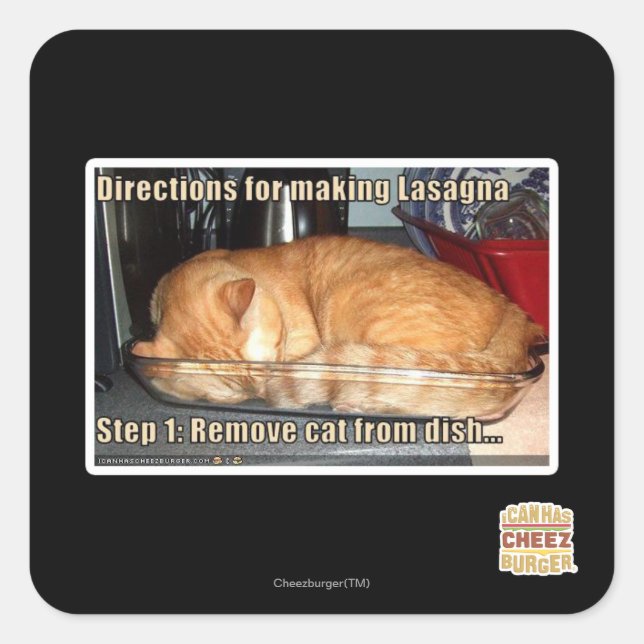 Pegatina Cuadrada Haciendo lasaña (Anverso)