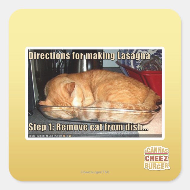 Pegatina Cuadrada Haciendo lasaña (Anverso)