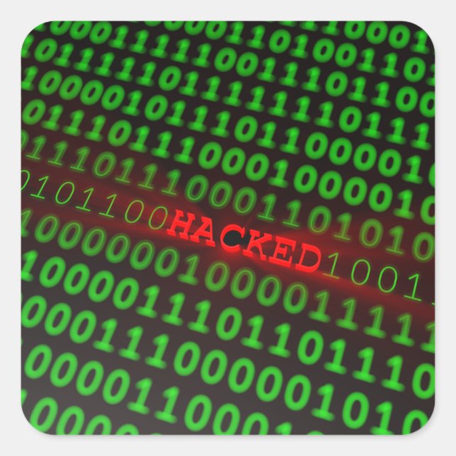 Pegatina Cuadrada Hackeado (Anverso)