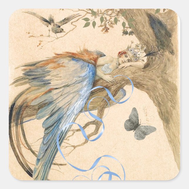 Pegatina Cuadrada Hada de bosque (Anverso)