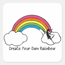 Pegatina Cuadrada Hada del arte: Cree su propio arco iris