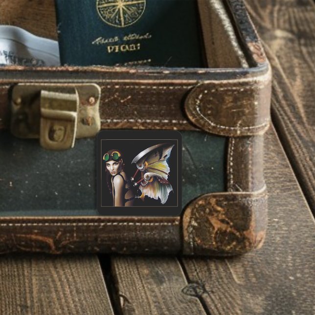 Pegatina Cuadrada Hada Mecánica Steampunk (Subido por el creador)