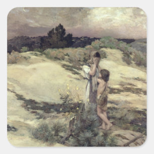 Pegatina Cuadrada Hagar e Ishmael