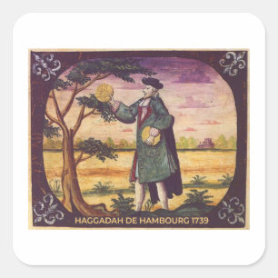 Pegatina Cuadrada Haggada Passover Seder Pesach matzhah, Matzo