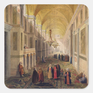 Pegatina Cuadrada Haghia Sophia, placa 2: el narthex, grabado por L