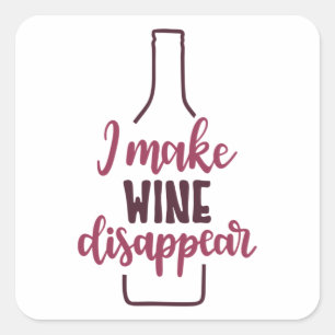 Pegatina Cuadrada Hago desaparecer el vino