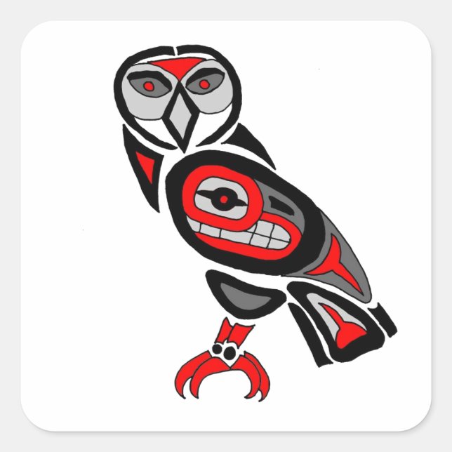Pegatina Cuadrada Haida Owl 2014 (Anverso)
