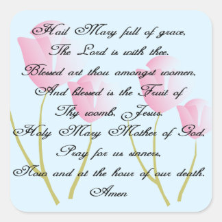 Pegatina Cuadrada Hail Mary Prayer
