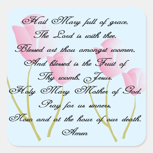 Pegatina Cuadrada Hail Mary Prayer (Anverso)