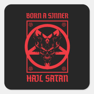 Pegatina Cuadrada Hail Satan