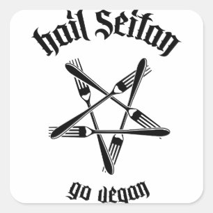 Pegatina Cuadrada Hail Seitan 1.1 (negro)