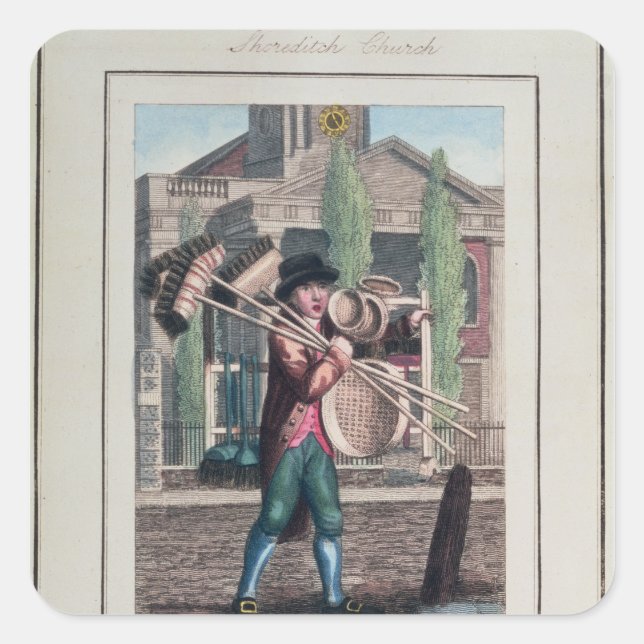 Pegatina Cuadrada Hair Brooms, Iglesia Shoreditch (Anverso)