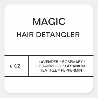 Pegatina Cuadrada Hair Detangler Label