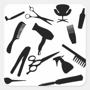 Pegatina Cuadrada Hair Salon Tools