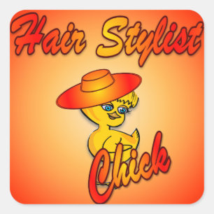 Pegatina Cuadrada Hair Stylist Chick #5