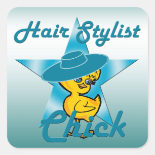 Pegatina Cuadrada Hair Stylist Chick #7